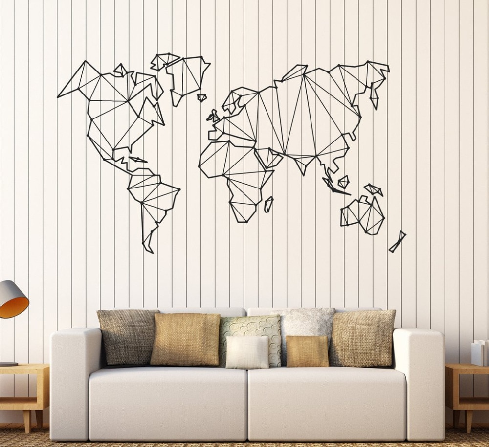 Abstract Map World Geography Wall Stickers Living Room
